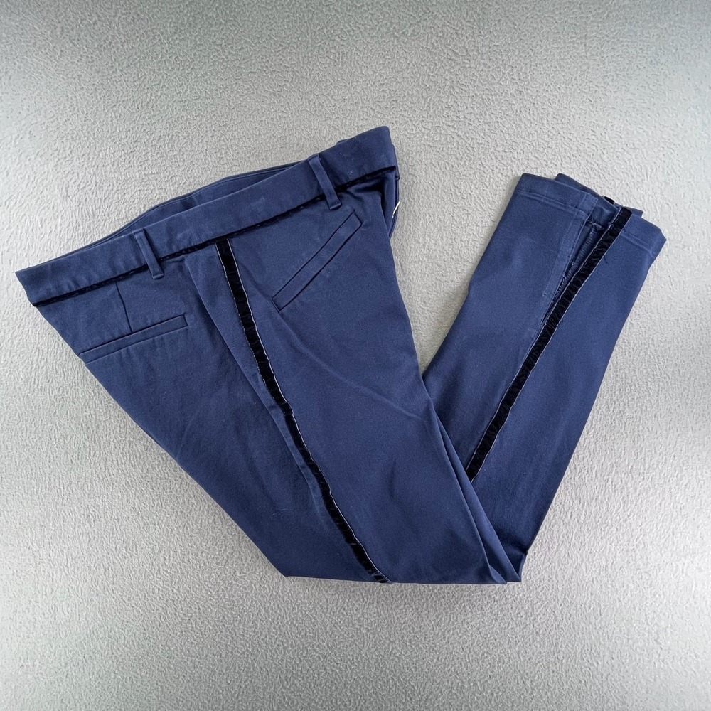 Gap Women Skinny Ankle Pants True Indigo Velvet Stripe Size 8 Preppy Tuxedo